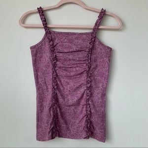 Robe Di Kappa Tank Top Spaghetti Strap Stripe Floral Purple Size Small